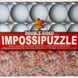 New Impossipuzzle Golf Balls Tees Jigsaw Puzzle 550 Pc Double Side 26.75"x19.25"